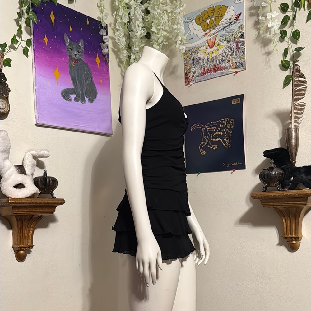 Black Ruched Mini Dress - Picture 3 of 4